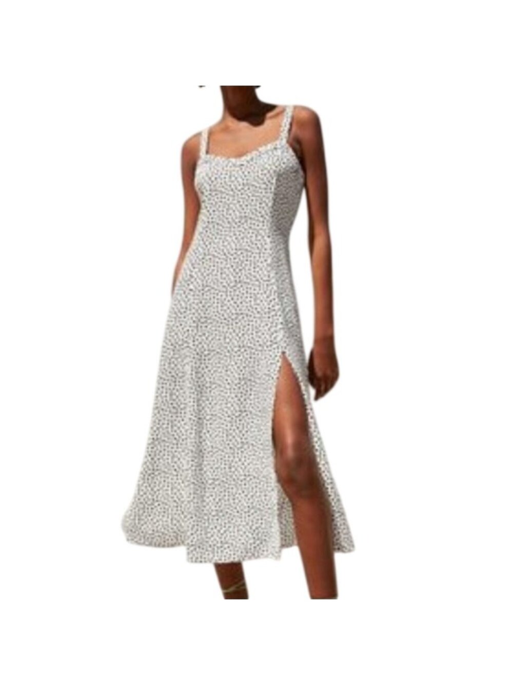 Zara White Black Polka Dot Sweetheart Neckline Sleeveless Long Maxi Dress XS